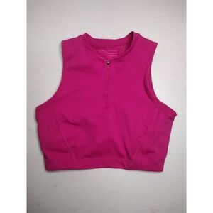 Nike Pro Dri Fit Pink Sleeveless Zip Crop Top Athletic Gym Workout Women's Small